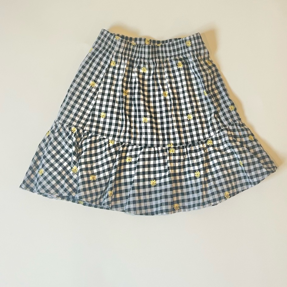 Old Navy Gingham Checkered Skirt with Yellow Floral Accents Size XS (5)